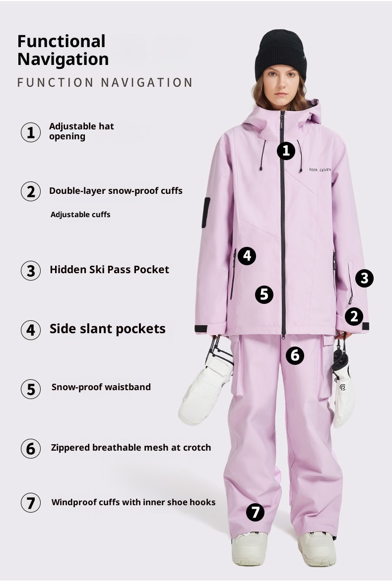 001 3L Suit Set For Women, Unisex Waterproof Breathable Thermal Ski Pants, In Stock, Cold-Proof_voghion.com