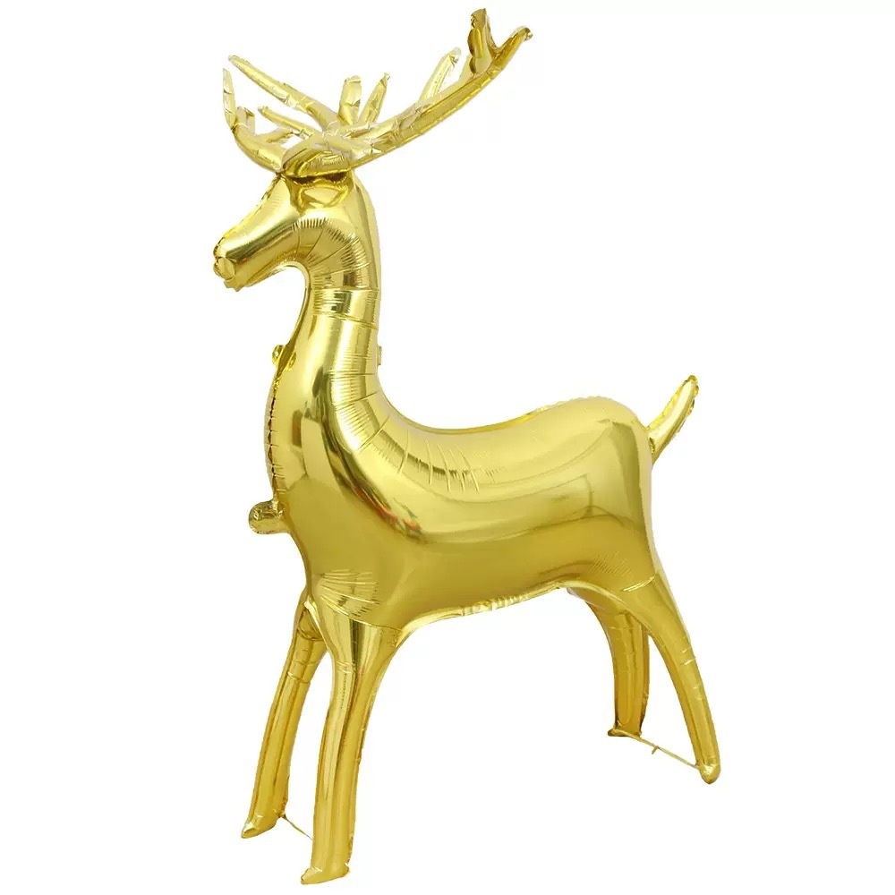 Lillian 3D Gold Deer Standing Reindeer Balloon Inflatable Decoration Photo Prop Stall Supplies Christmas Limited Edition_voghion.com