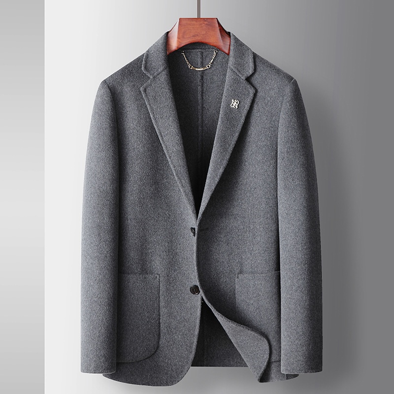 7045555501<2 QFV507045555501<2 Giacca da uomo in pura lana fatta a mano autunno inverno 2025, tinta unita, stile business, bifacciale_voghion.com