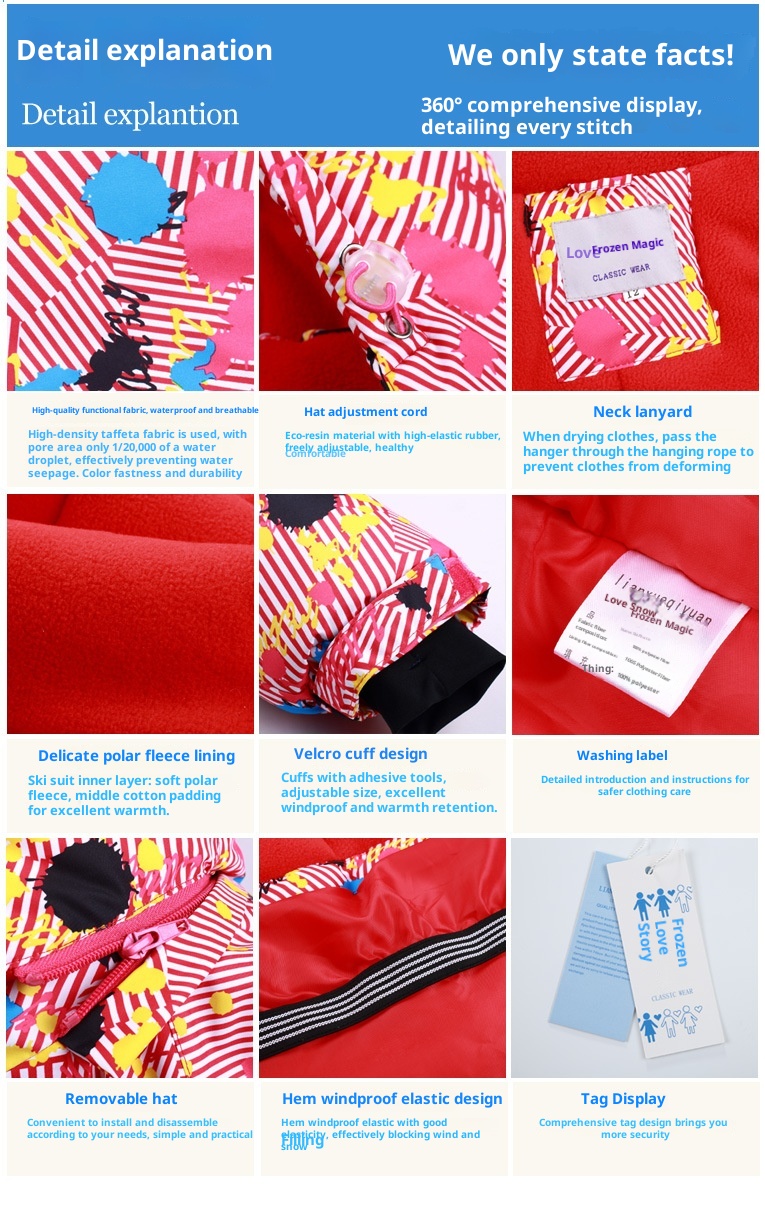 001 Outdoor-Kinderanzug-Set, bestehend aus einem einteiligen Overall für Jungen und Mädchen, winddicht, wasserdicht und warm, mit passender Winter-Skijacke und -hose_voghion.com