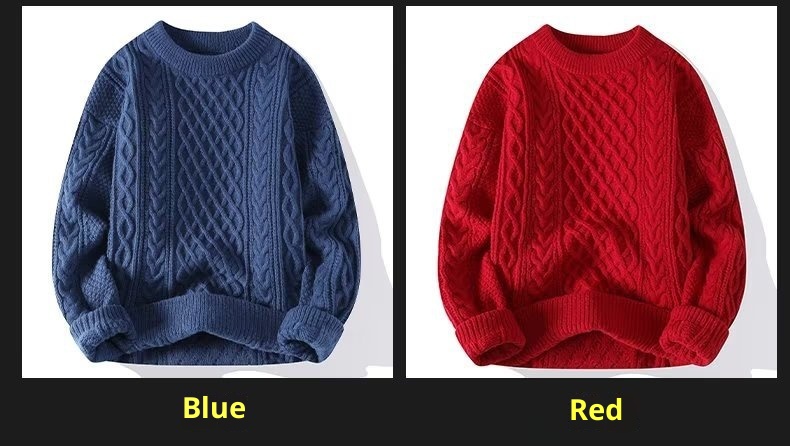 Herrenpullover „Boy Boy Boy“ – weich und kuschelig, trendige Marke für Herbst und Winter, Strickpullover mit Drehverschluss, Rundhalsausschnitt, warmer Innenschicht, lockere Passform_voghion.com
