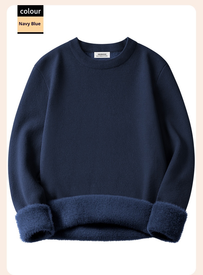 Maglione lavorato a maglia caldo in lana modale da uomo, maglietta base autunno inverno, scollo rotondo, versatile, manica lunga, all'ingrosso_voghion.com