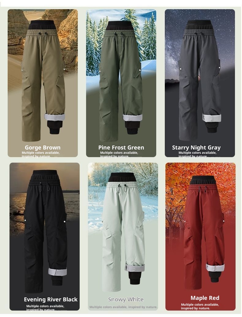 Pantaloni da sci invernali antivento impermeabili e antifreddo, spessi e foderati in pile termico, 001 Northeast Harbin Town, per uomo e donna_voghion.com