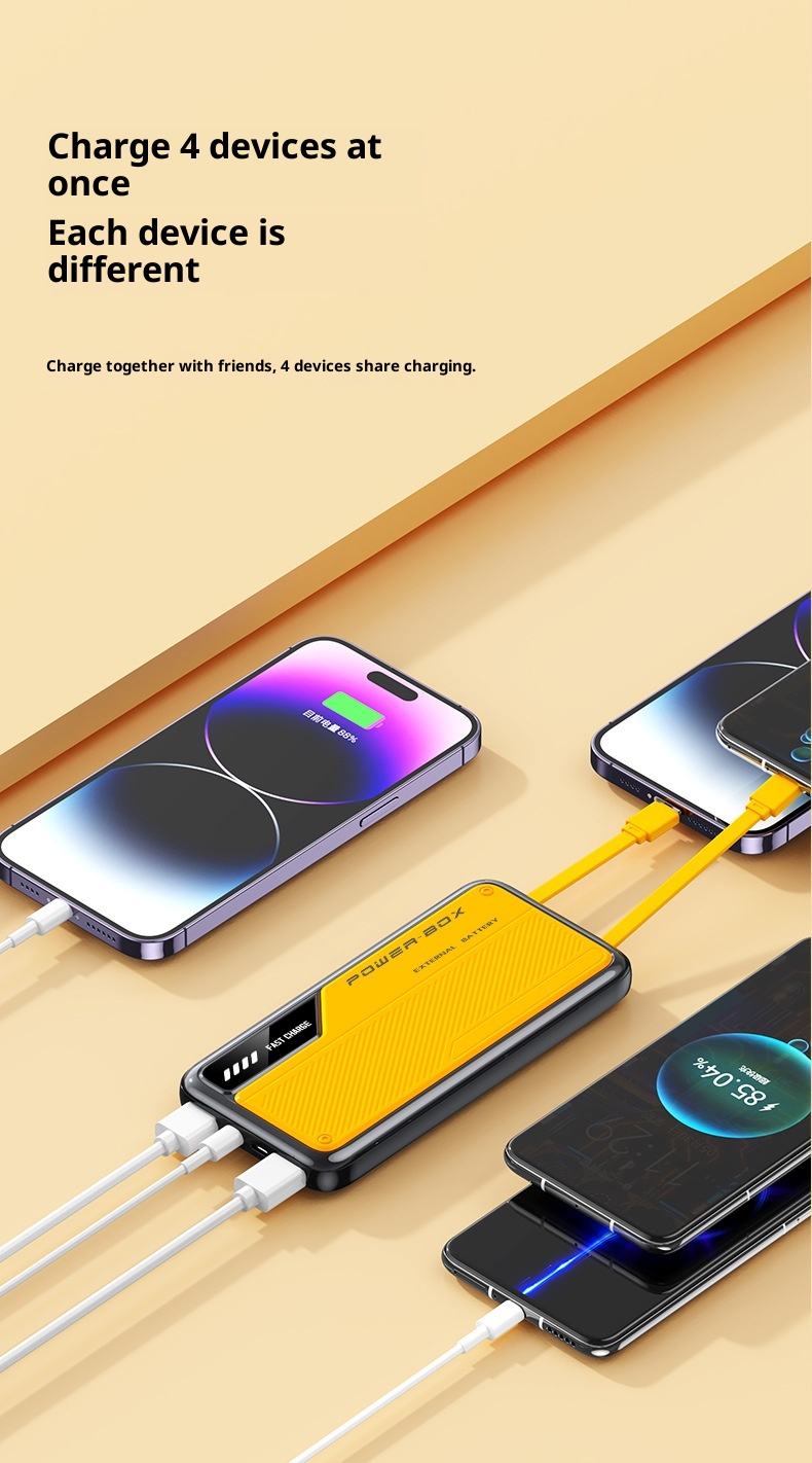 techglobe 66W Fast Charging 10000mAh 20000mAh Built-in Cable New Model Bank Ultra-thin Portable Mobile Power Supply Wholesale_voghion.com