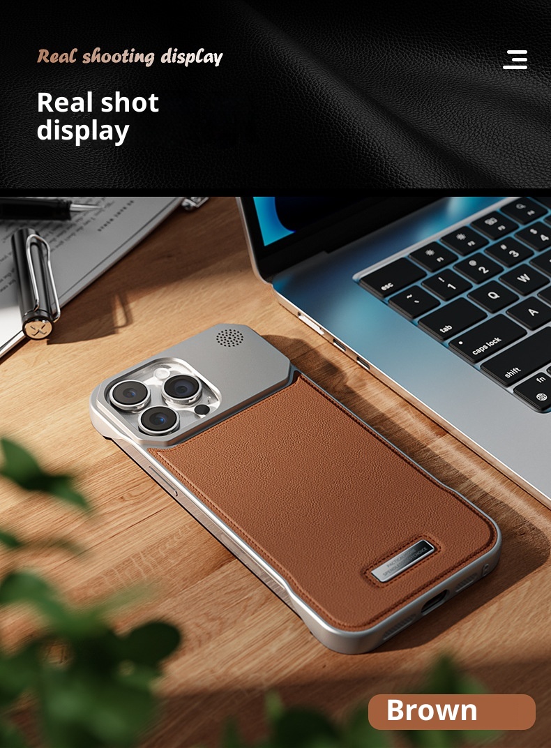 Custodia magnetica per telefono TechGlobe compatibile con iPhone 17 Pro Max Aroma, vernice metallizzata 16, senza cornice, texture in pelle 15_voghion.com