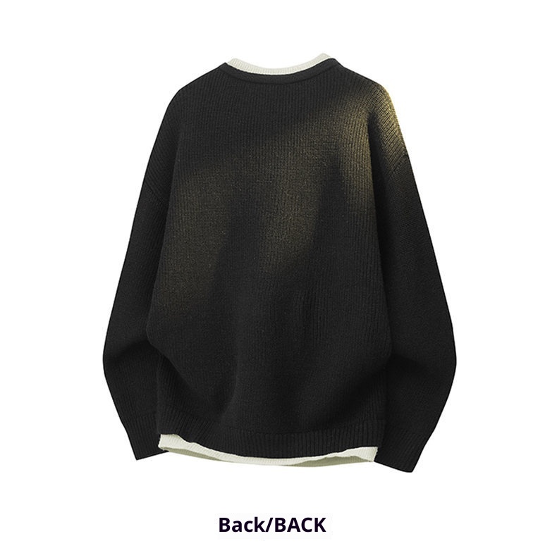 boy Boy Boy Cross-Border Autumn Winter Two-Piece Knitted Sweater Men's Lazy Style Pullover Loose Fit Base Layer_voghion.com