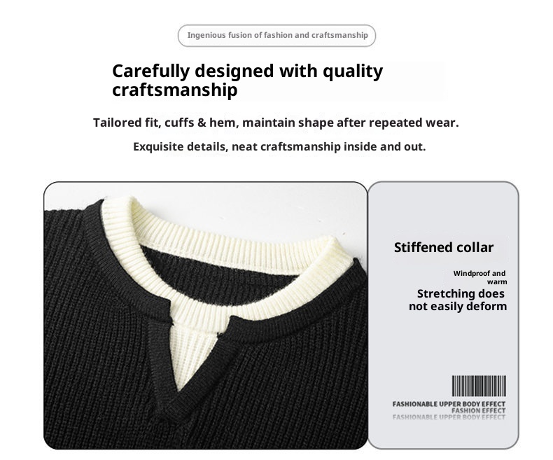 boy Boy Boy Cross-Border Autumn Winter Two-Piece Knitted Sweater Men's Lazy Style Pullover Loose Fit Base Layer_voghion.com