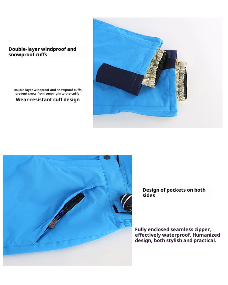 001 Doppelte/Einzel-Boardhose für Jungen und Mädchen, Baumwolle, wasserdicht, mittlere und große Größen, Kinder-Skiausrüstung_voghion.com