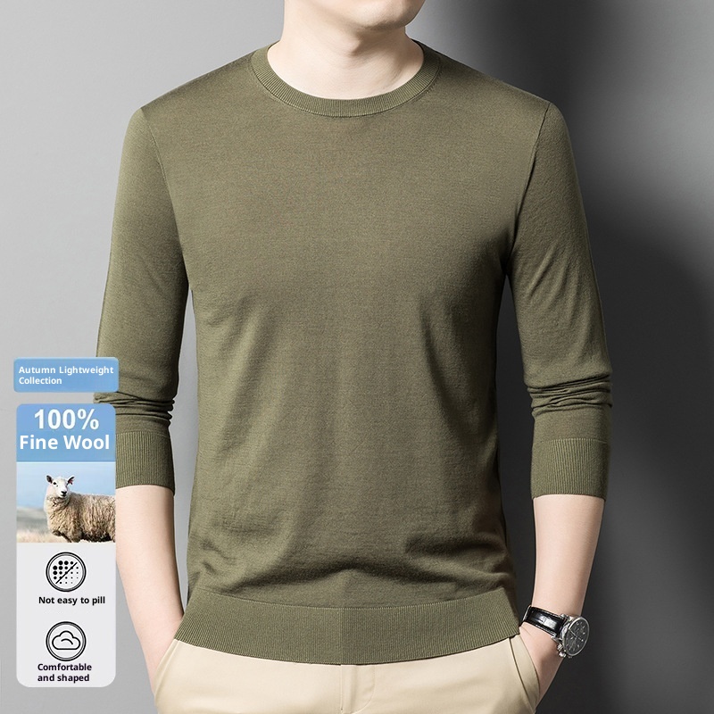 Maglione in lana fine anni '60, lavabile in lavatrice, da uomo, girocollo stretto, manica lunga, lavorato a maglia, primavera autunno, sottile_voghion.com