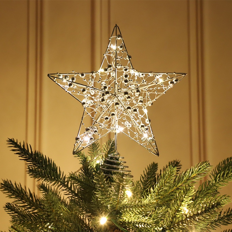 Étoile de Noël Lillian 20 cm 3D saupoudrée de poudre, petite étoile à cinq branches, accessoire de décoration pour sapin._voghion.com