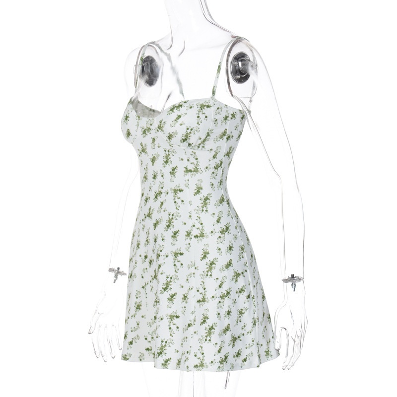 ChicShe Fashion Summer Fresh Floral Pure Desire Strap A-line Short Dress da donna in stile europeo e americano_voghion.com