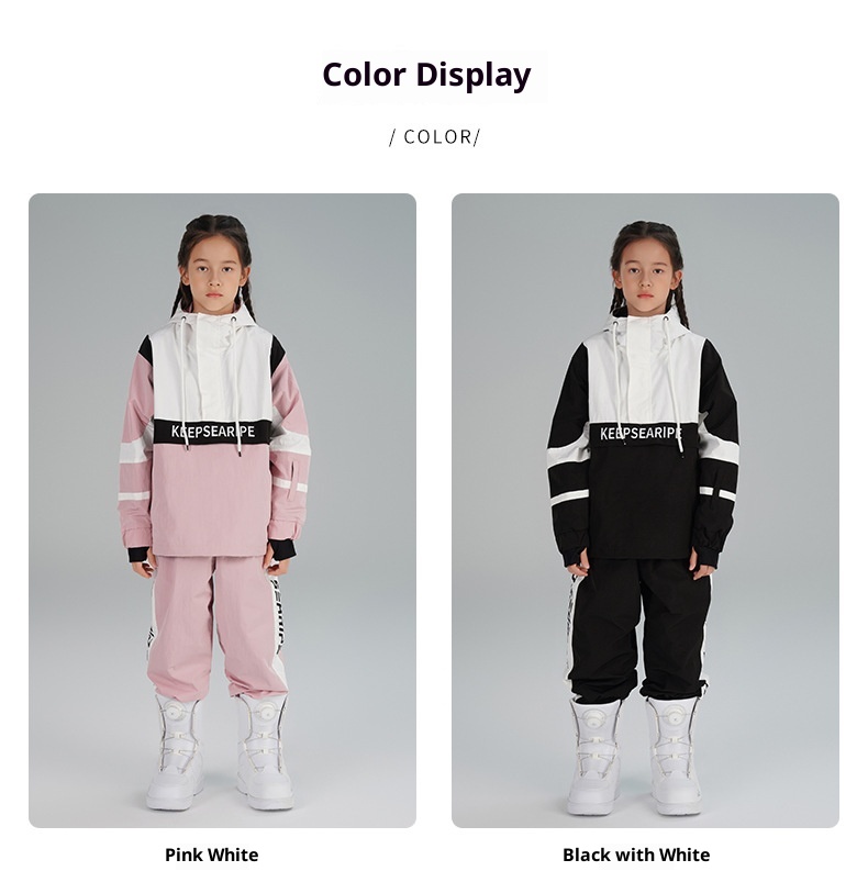 001 Xueyipai Zestaw dziecięcy dla chłopców i dziewcząt, wiatroodporny, wodoodporny, ciepły, duży zestaw spodni narciarskich dla dzieci_voghion.com