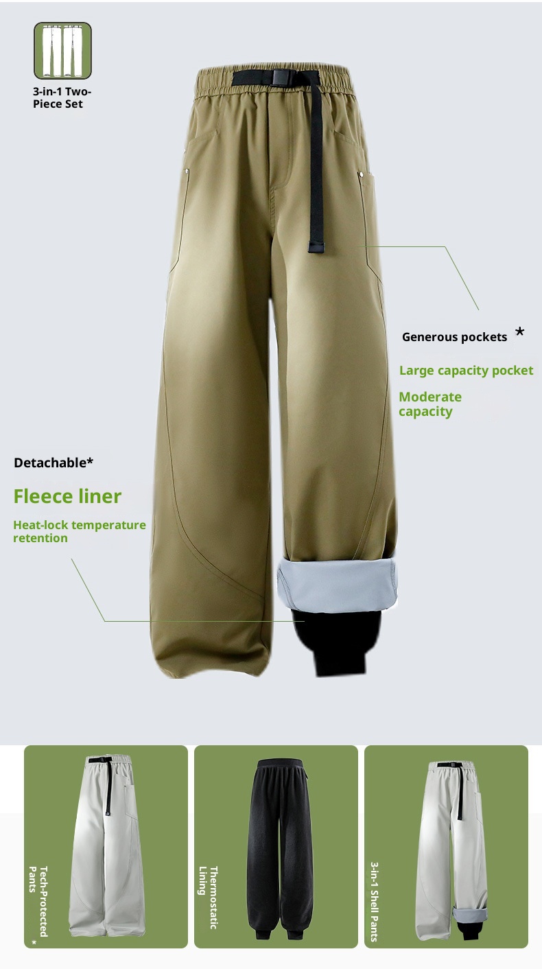 001 Herbst/Winter Softshelljacke Herren Outdoor 3-in-1 Winddicht Wasserdicht Warm Wanderbekleidung Arbeitskleidung Sport Skihose_voghion.com