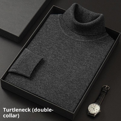 boy Boy Boy Foreign Trade Double Turn High Neck Men Wool Soft Warm Knitted Solid Color Slim Fit Base Sweater Trendy_voghion.com