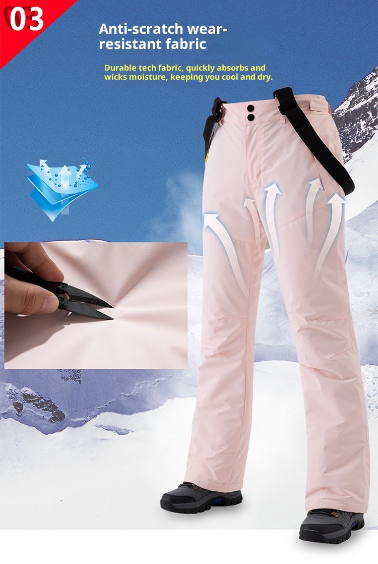 001 Takım Tek Çift Tahta Erkek ve Kadın Salopet Rüzgar Geçirmez Su Geçirmez Sıcak Kar Slim Fit Kore Kayak Pantolonu_voghion.com