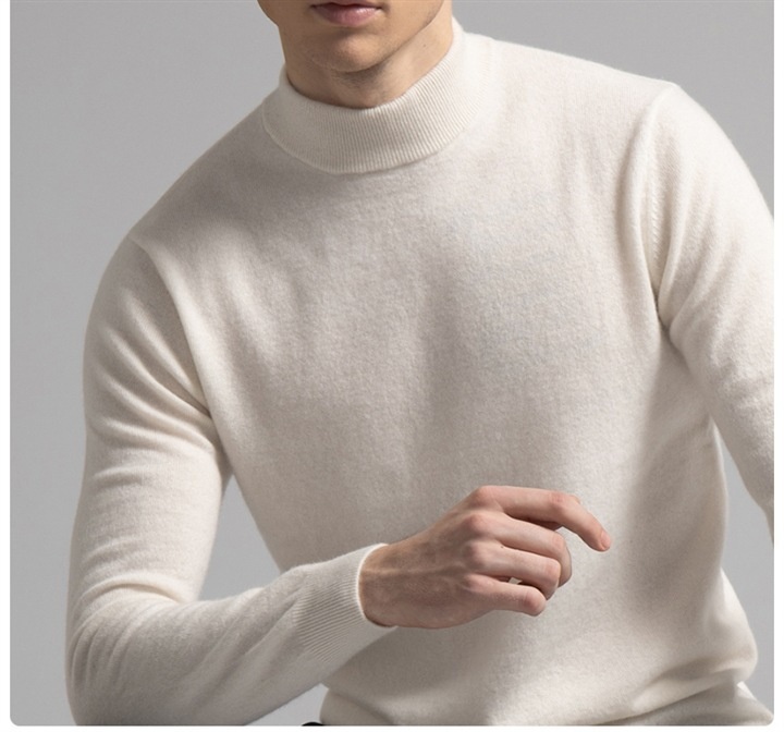 boy Boy Boy Foreign Trade Double Turn High Neck Men Wool Soft Warm Knitted Solid Color Slim Fit Base Sweater Trendy_voghion.com