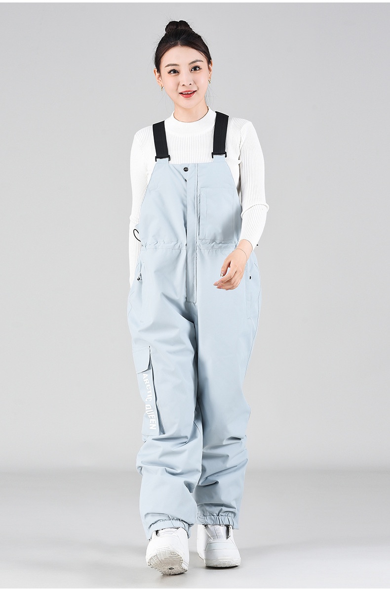001 Ski Bib Unisex Oversized Winter Outdoor Warm Windproof Snowboard One-Piece Snow Pants_voghion.com