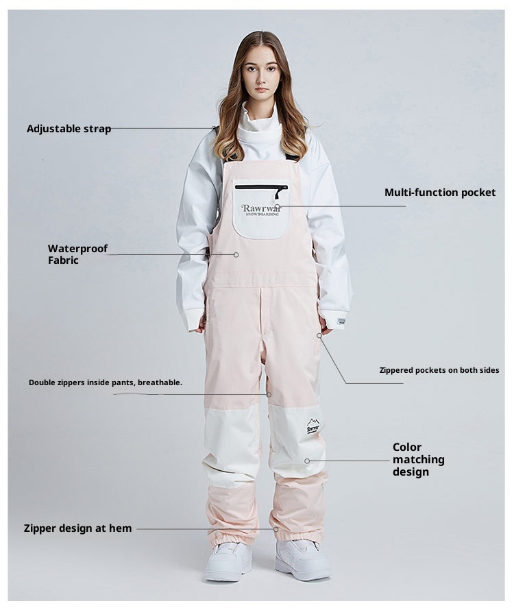 001 Nowe spodnie z szelkami dla kobiet i mężczyzn, do snowboardu i narciarstwa, wodoodporne, ciepłe, dopasowane, zimowy kombinezon narciarski, jednoczęściowy_voghion.com