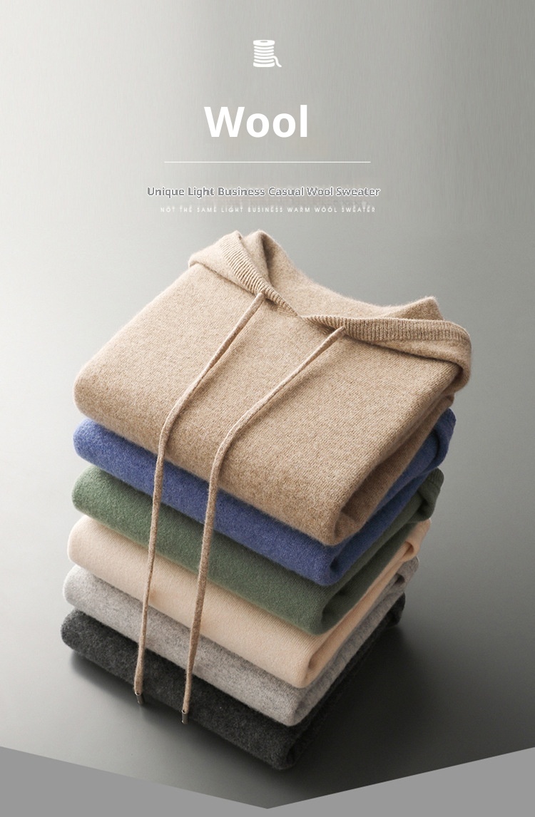 ragazzo Ragazzo Ragazzo Autunno Inverno Uomo Prima Linea Pronto da Indossare Felpa con Cappuccio in Lana Senza Cuciture Casual Moda Maglione Tinta Unita Capispalla Lavorato a Maglia_voghion.com