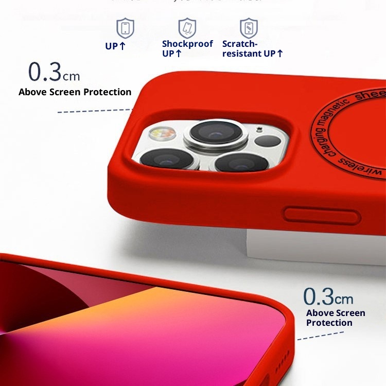 Étui de téléphone TechGlobe compatible avec iPhone 17 Pro Max, chargement magnétique liquide, en silicone avec large ouverture, protection antichoc 14 pouces_voghion.com