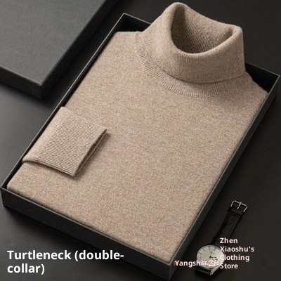 boy Boy Boy Foreign Trade Double Turn High Neck Men Wool Soft Warm Knitted Solid Color Slim Fit Base Sweater Trendy_voghion.com