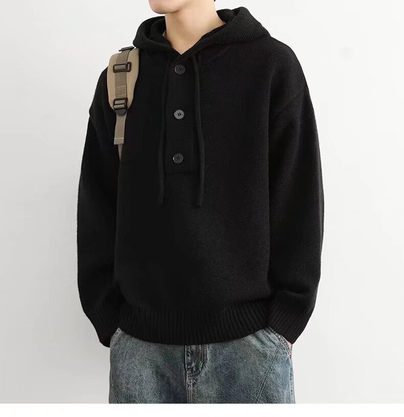 boy Boy Boy 2025 Spring Autumn Winter New Cardigan American Retro Casual Lazy Style V-neck Knitted Sweater Men's Solid Color Jacket_voghion.com