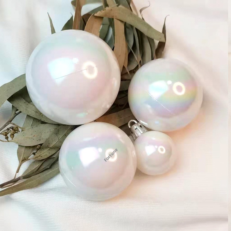 Lillian Source Factory Supply Palline decorative colorate bianche iridescenti in PET per alberi di Natale, ornamenti da appendere, galvanizzati_voghion.com