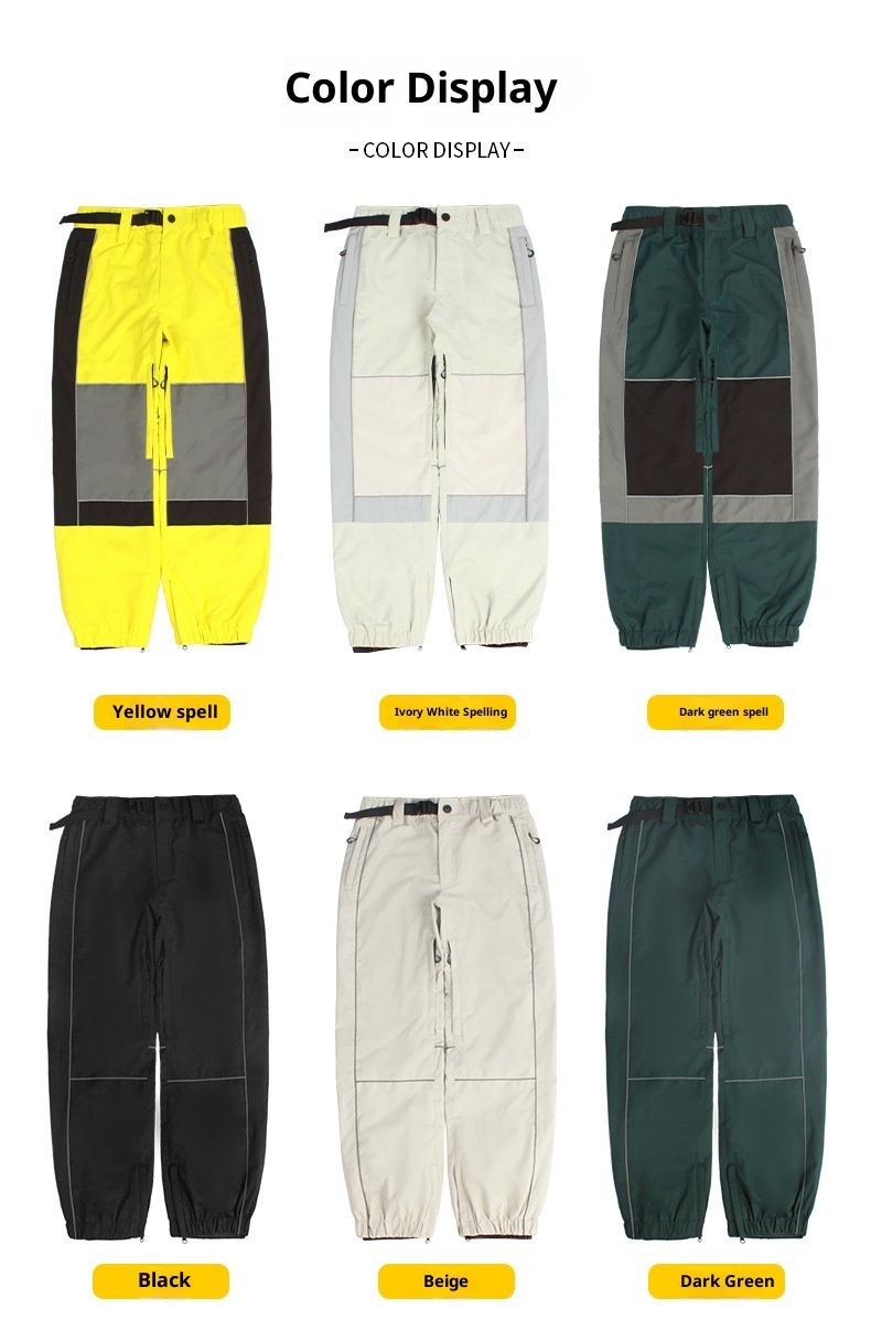 001 New Winter Snowboard Pants For Men, Reflective, Plus Size, Windproof, Waterproof, Breathable, Workwear, Warm Snow Pants,_voghion.com