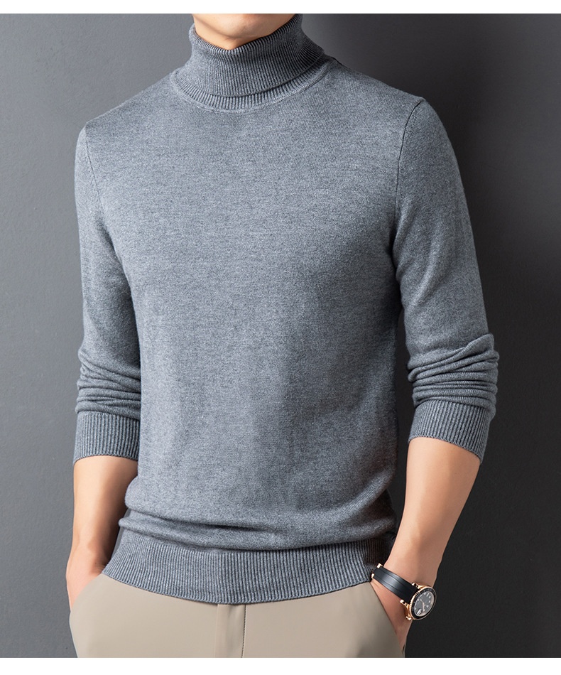 Maglione da uomo di mezza età, casual, lavorato a maglia, a collo alto, doppio risvolto, per il commercio estero transfrontaliero, autunno inverno_voghion.com