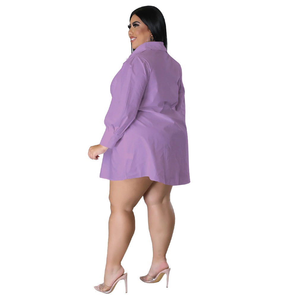 ChicShe N7626 Cro-border European And American Fahion Plu Size Women' Sexy Solid Color Lace-up Shirt-tyle Mini_voghion.com