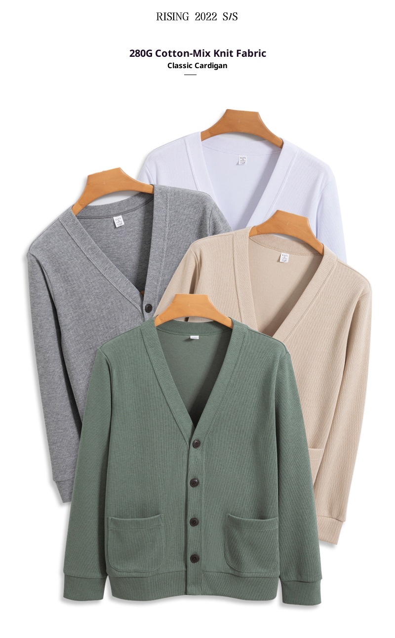 Ragazzo Ragazzo Ragazzo 2025 Felpa con scollo a V in cotone Xinjiang lavabile in lavatrice, stile lavorato a maglia, cardigan da uomo e da donna, giacca piccola da uomo_voghion.com