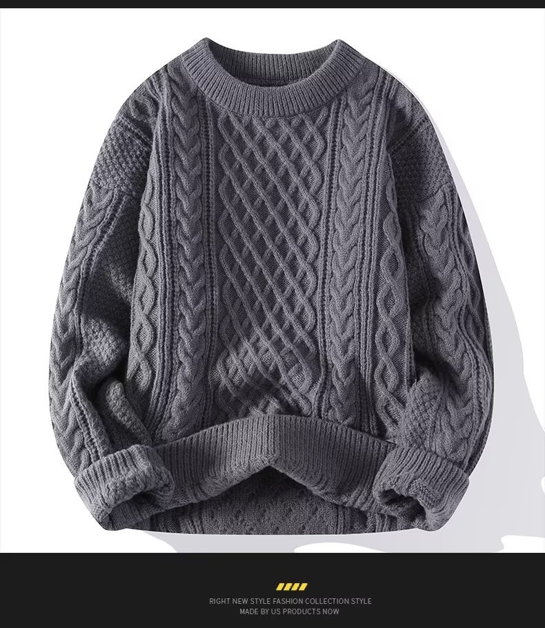 Herrenpullover „Boy Boy Boy“ – weich und kuschelig, trendige Marke für Herbst und Winter, Strickpullover mit Drehverschluss, Rundhalsausschnitt, warmer Innenschicht, lockere Passform_voghion.com