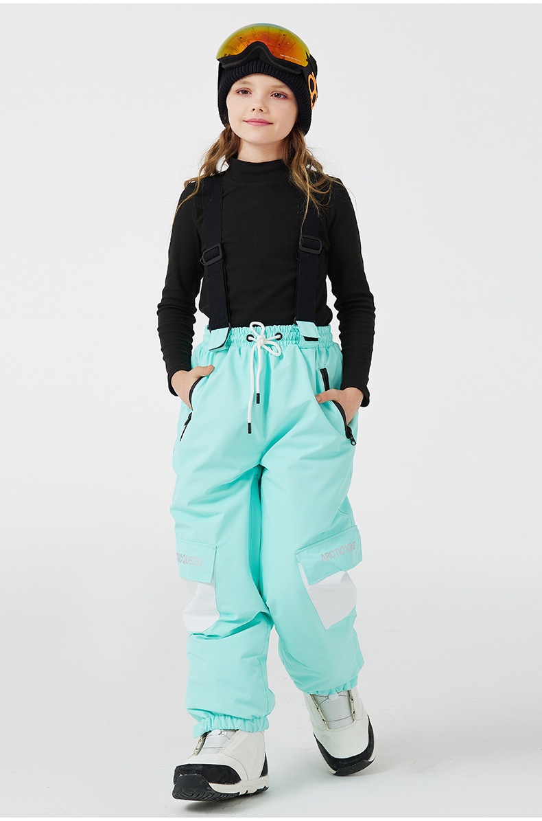 001 Yeni Çocuk Kayak Pantolonu Erkek Kız Kış Su Geçirmez Sıcak Açık Hava Snowboard Tulumları Soğuğa Dayanıklı_voghion.com