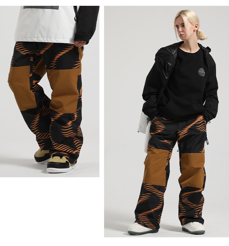 001 New Winter Pants For Women, Snowboard And Skiing, Thickened Windproof Warm Color Block Loose Snow Pants, Men's Ski_voghion.com