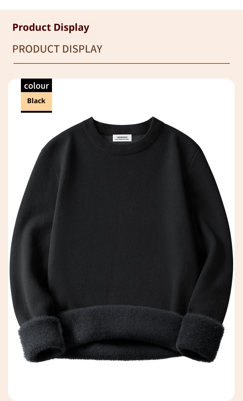 Maglione lavorato a maglia caldo in lana modale da uomo, maglietta base autunno inverno, scollo rotondo, versatile, manica lunga, all'ingrosso_voghion.com