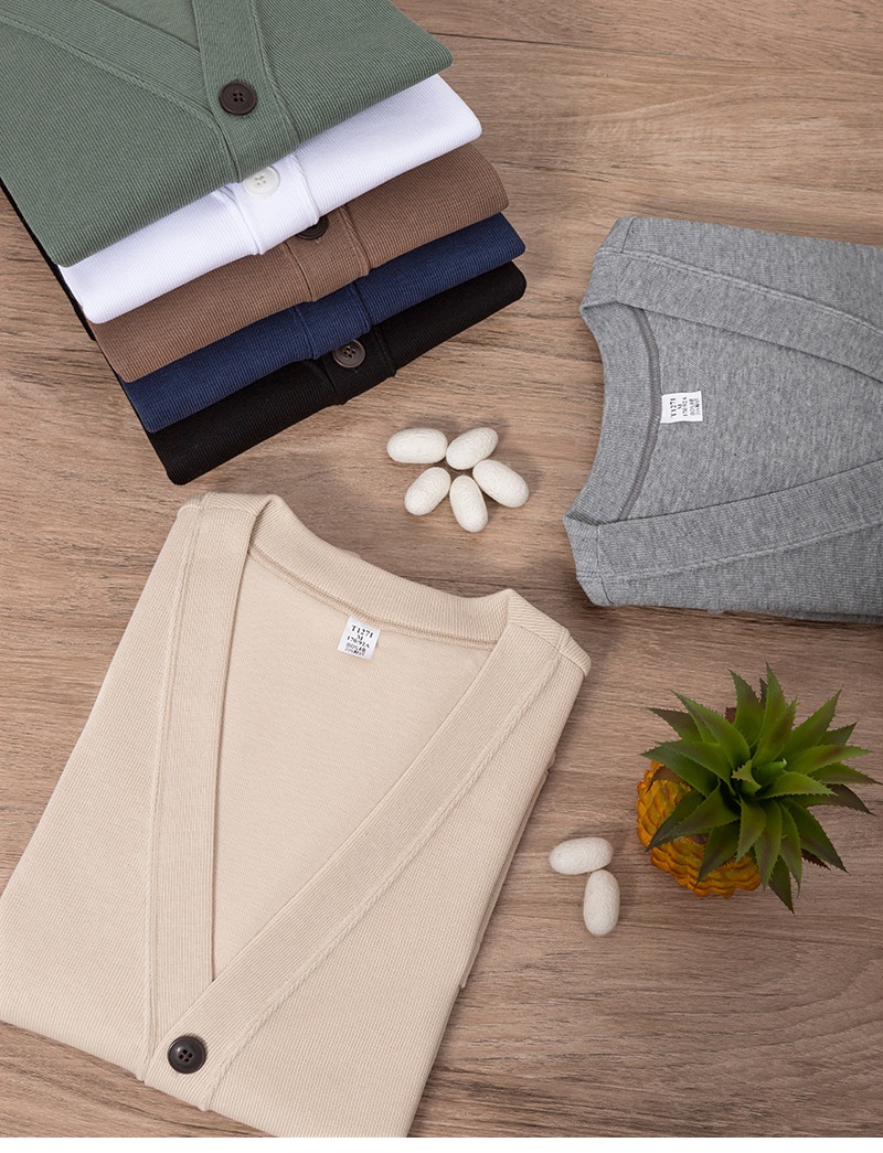 Ragazzo Ragazzo Ragazzo 2025 Felpa con scollo a V in cotone Xinjiang lavabile in lavatrice, stile lavorato a maglia, cardigan da uomo e da donna, giacca piccola da uomo_voghion.com