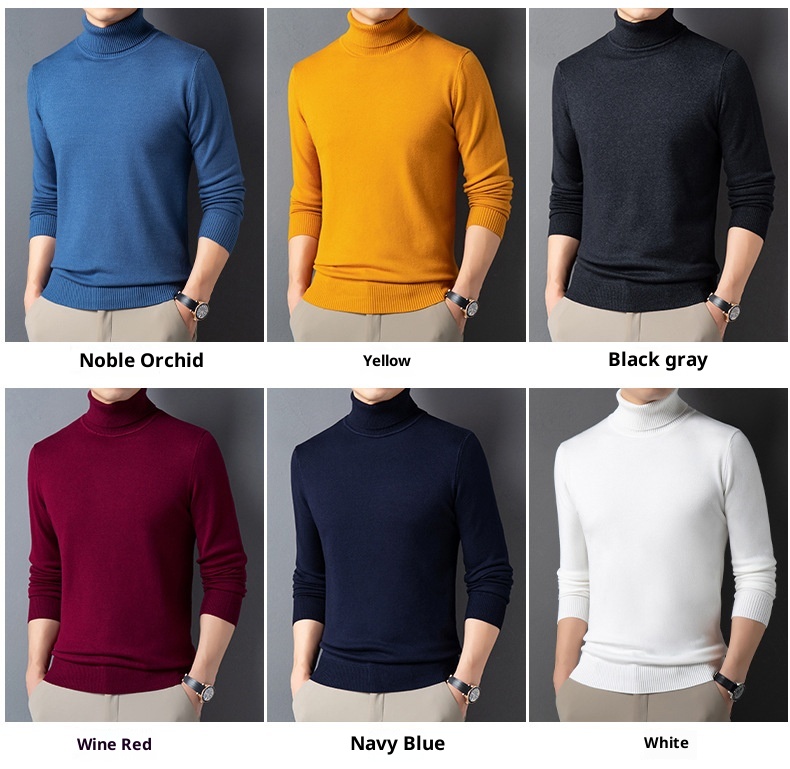 Maglione da uomo di mezza età, casual, lavorato a maglia, a collo alto, doppio risvolto, per il commercio estero transfrontaliero, autunno inverno_voghion.com