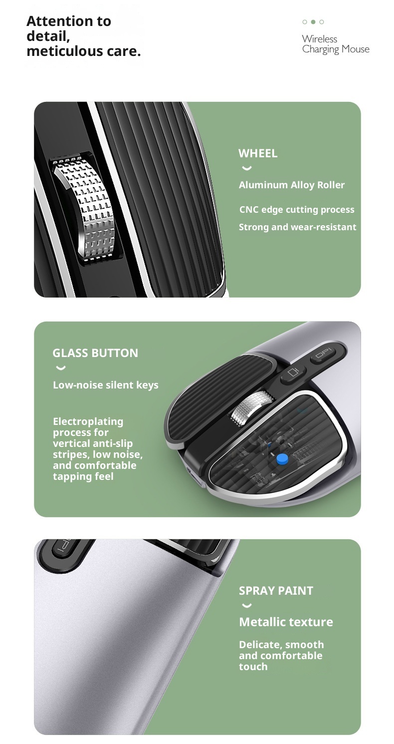 Techglobe Huma M203 Bluetooth Wireless Charging Silent Mouse Dual Mode For Computer Laptop Office Home Use Cross-border_voghion.com