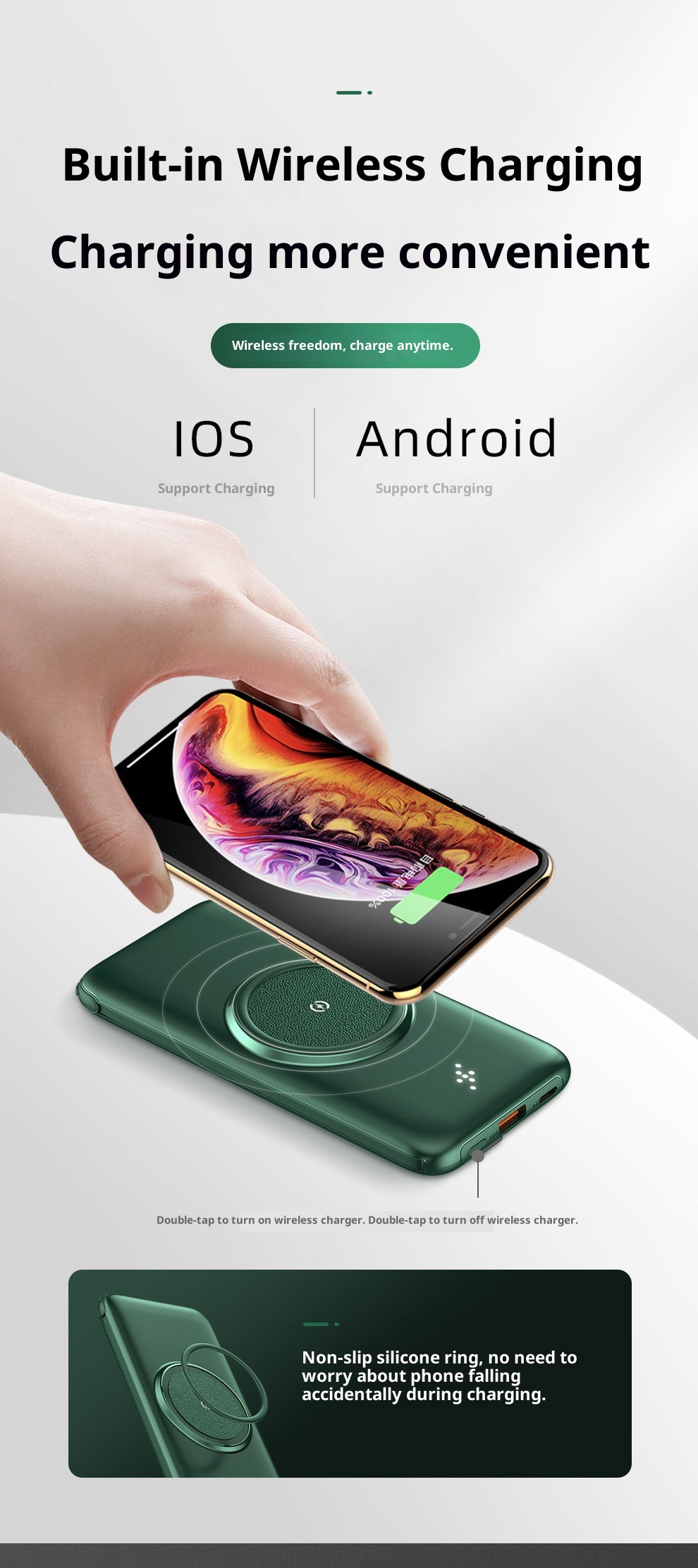 techglobe all'ingrosso Power Bank wireless autonomo con display digitale ultrasottile da 20000 mAh, grande capacità, comodo e portatile_voghion.com