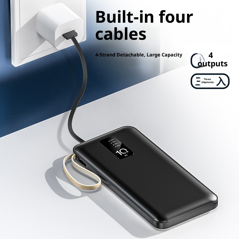 techglobe Großhandel Geschenk Mobile Powerbank mit integriertem Kabel 20000mAh Große Kapazität Gemeinsames Schnellladen Tragbarer Akku_voghion.com