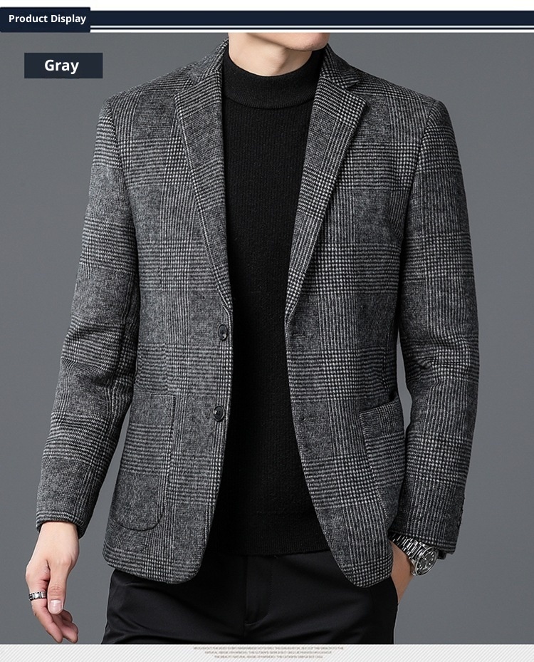 QFV507045555501<2 QFV507045555501<2 Giacca a quadri leggera casual in lana da uomo di mezza età, stile autunno inverno, disponibile in magazzino_voghion.com