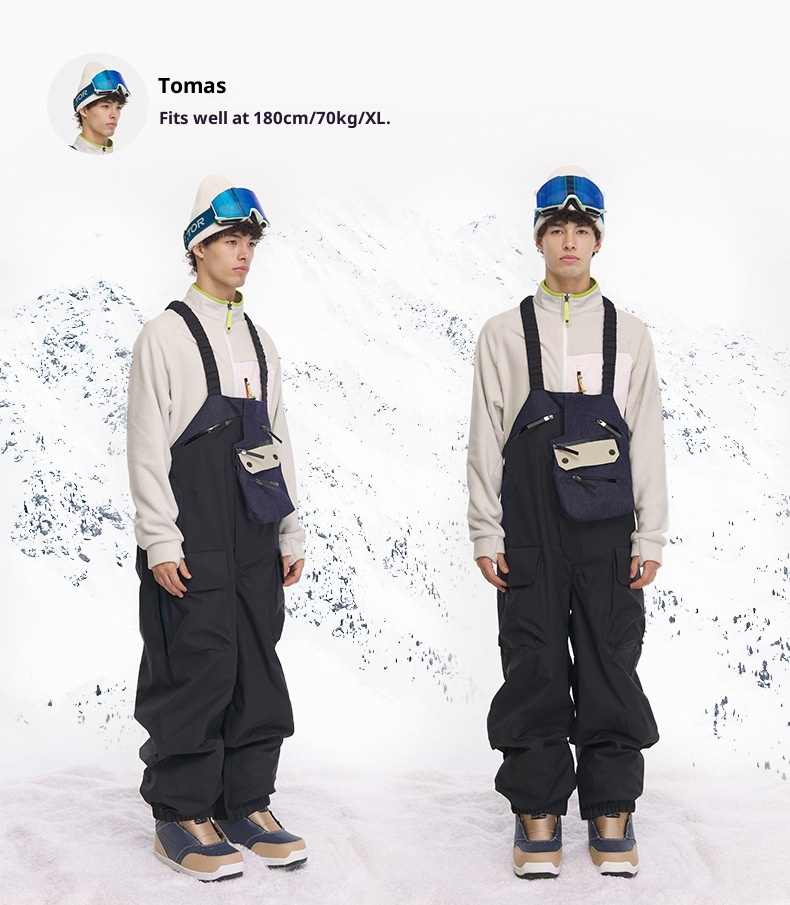 001 VECTOR Bib Single And Double Board Equipment Windproof Waterproof Loose Snow Pants Ski X20_voghion.com