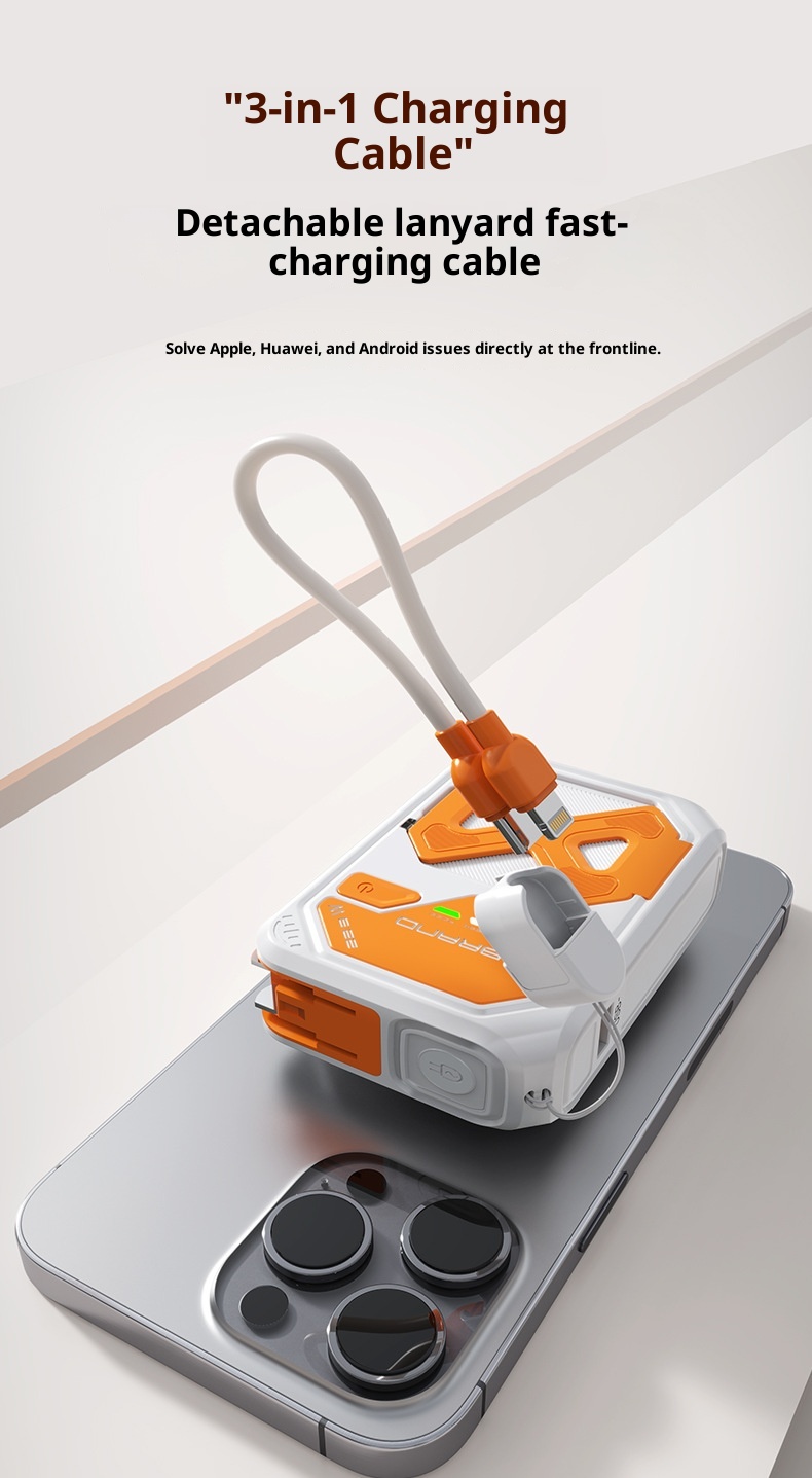 techglobe 3C Certified Cross-Border Built-in Cable AC Plug 22.5W Fast Charging Bank 10000mAh Mobile Power Supply With Printed_voghion.com