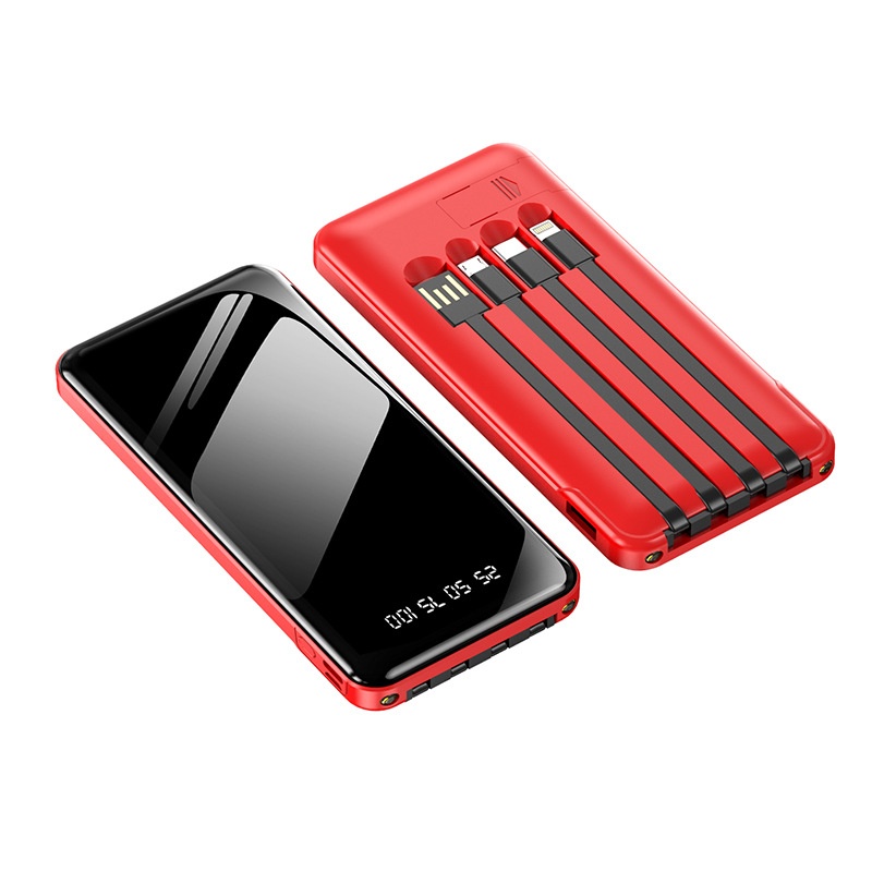 techglobe Wholesale Portable Built-in Cable Mirror Bank 20000mAh High-Quality Gift Mobile Power Supply PowerBank_voghion.com