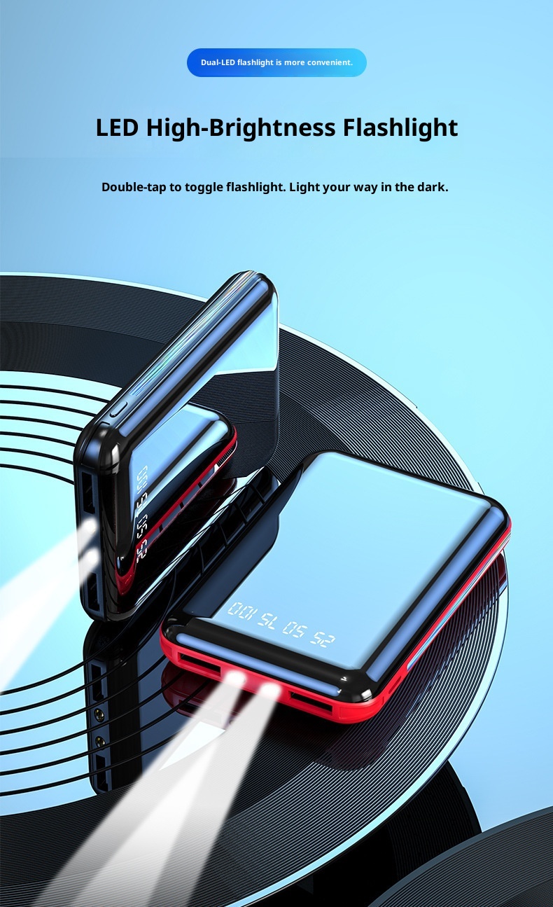 techglobe Kompakte, tragbare Powerbank mit 20000 mAh Kapazität, integriertem Kabel, ideal als Geschenk oder individuell gestaltbar_voghion.com