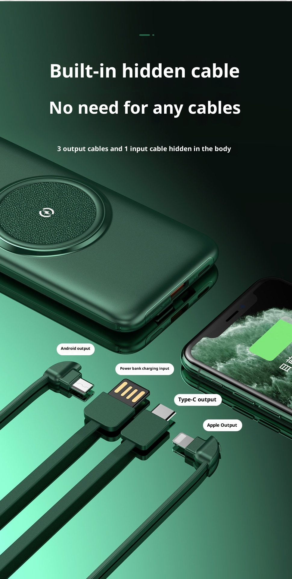 techglobe all'ingrosso Power Bank wireless autonomo con display digitale ultrasottile da 20000 mAh, grande capacità, comodo e portatile_voghion.com