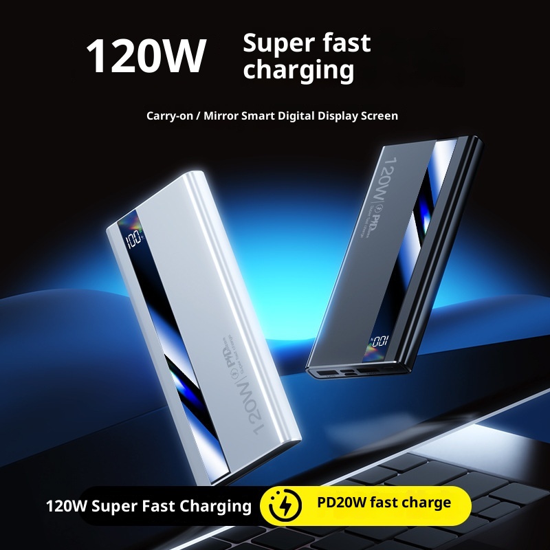 techglobe 3C Certified 120W Fast Charging 20000mAh Bank Large Capacity Portable Mobile Power Supply Gift Wholesale Digital Display_voghion.com