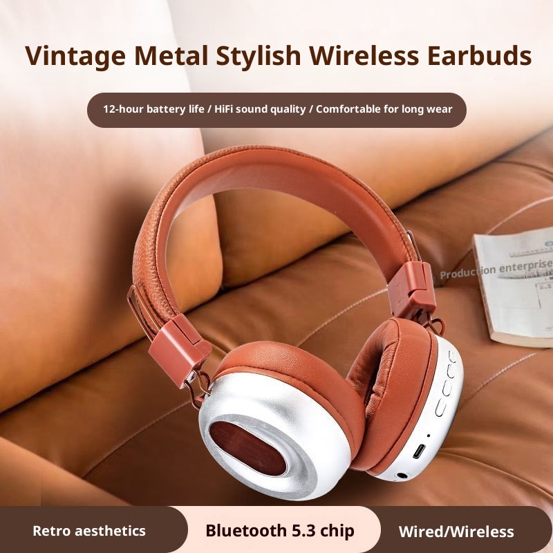 3c 2025 Nieuwe Retro Over-Ear Hoofdtelefoon Gaming Bluetooth Headset 5.3 Draadloze Oordopjes Lange Batterijduur Ruisonderdrukking_voghion.com