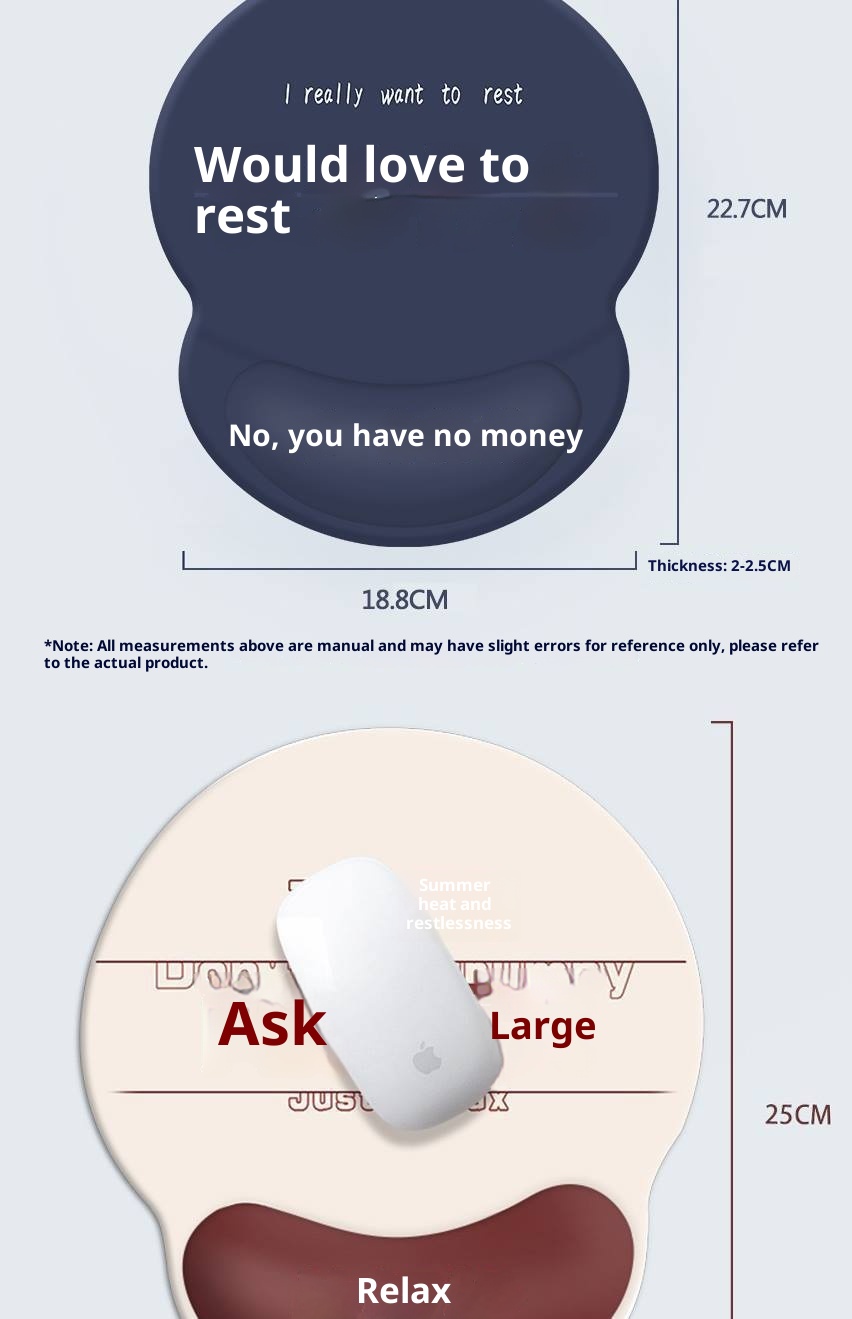 3c Rest Office Text Laptop Silicone Wrist Support Mouse Pad_voghion.com