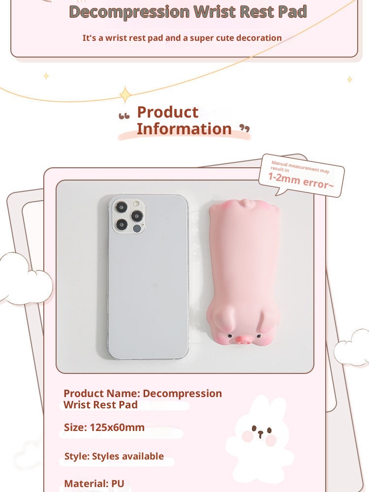 3c Decompression Mouse Pad For Women Cute Cartoon Office Support Keyboard Wrist Rest Pillow_voghion.com